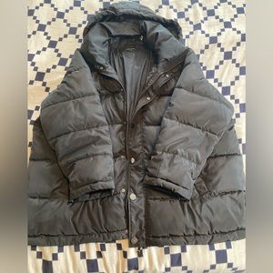 Universal Standard Black Rainier Short Hooded Puffer Jacket, Black, size L